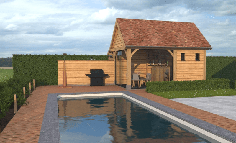 Eiken bijgebouw zelfbouwpakketten op maat